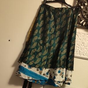 11BT- EarthBound Green and Blue Wrap Skirt